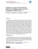 Guidelines for Using the Finite Element Method for Modeling Guided Lamb Wave Propagation in SHM Processes